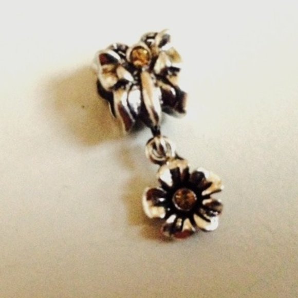Charm Shop Jewelry - "FLOWER" Silver Plated Dangling Charm Bead For European Style Charm Bracelets